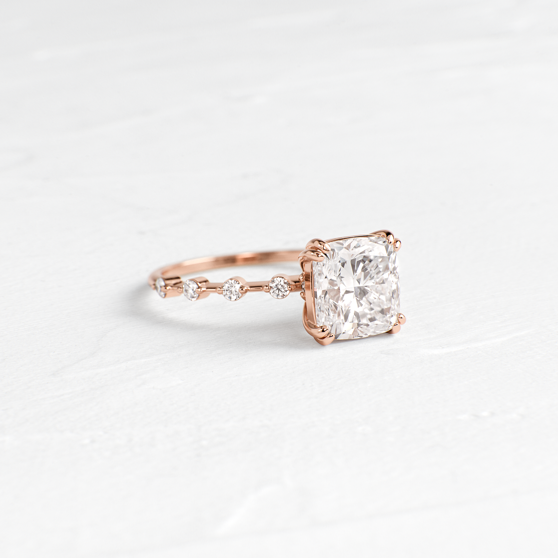 Pave-Cushion Lab Grown Diamond Engagement Ring
