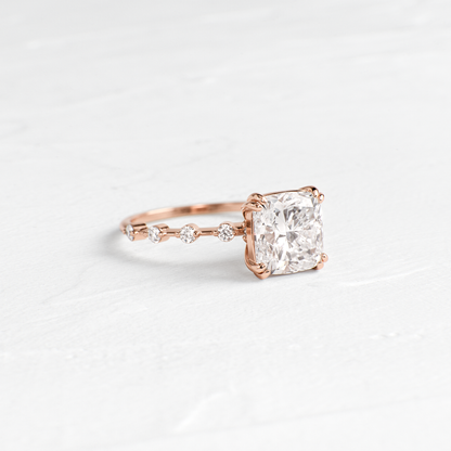 Pave-Cushion Lab Grown Diamond Engagement Ring
