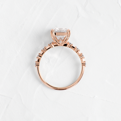 Pave-Cushion Lab Grown Diamond Engagement Ring