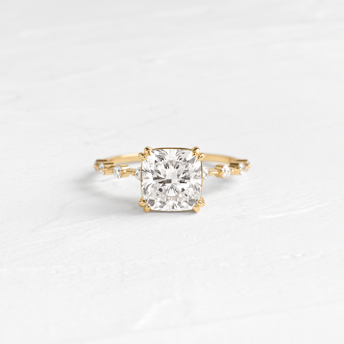 Pave-Cushion Lab Grown Diamond Engagement Ring
