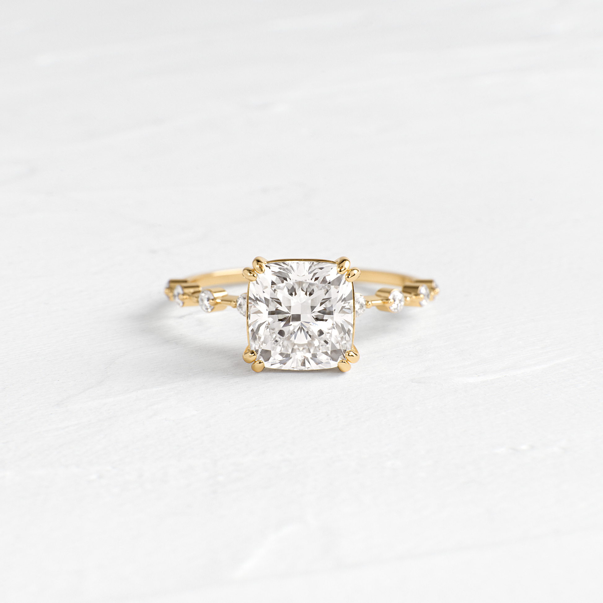 Pave-Cushion Lab Grown Diamond Engagement Ring