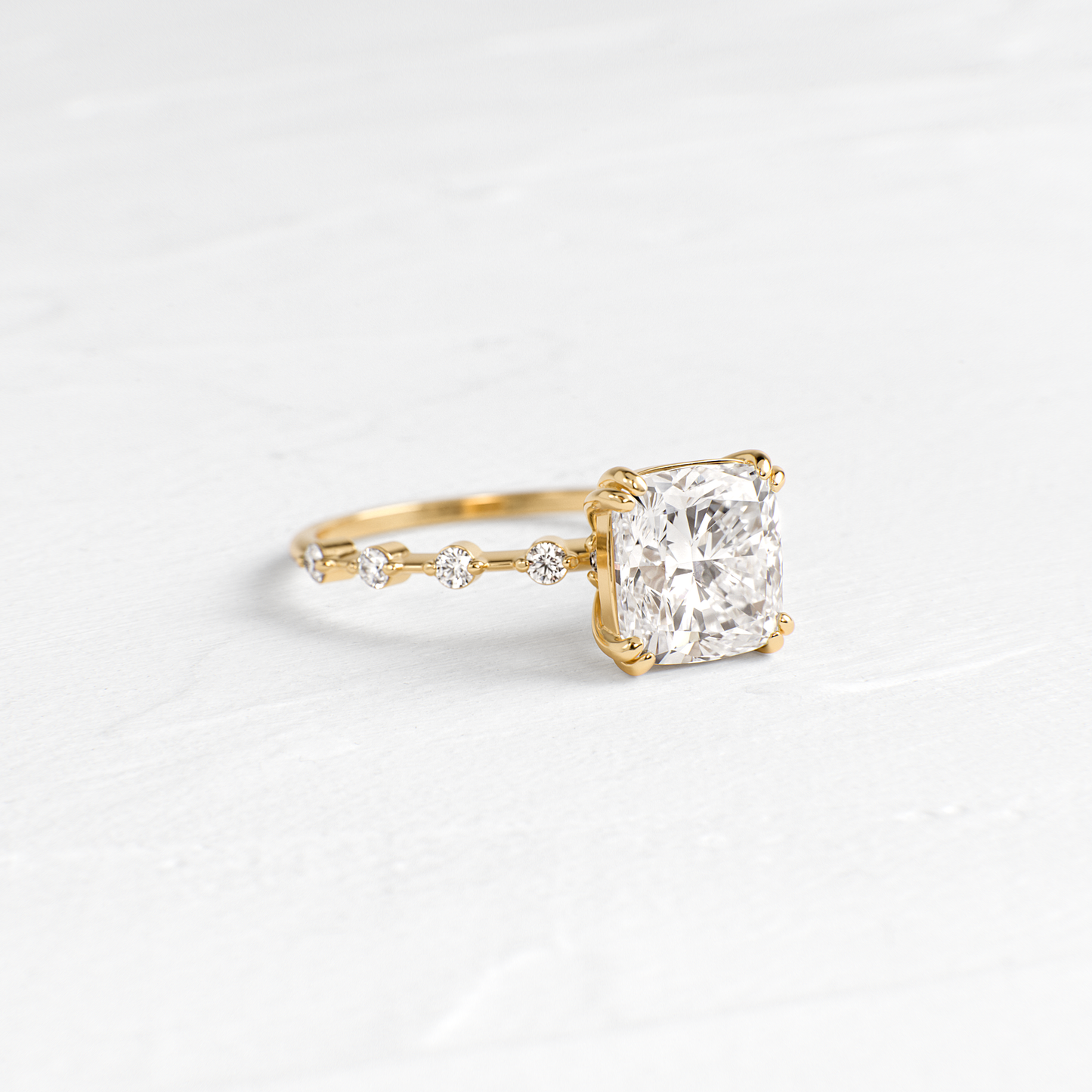 Pave-Cushion Lab Grown Diamond Engagement Ring