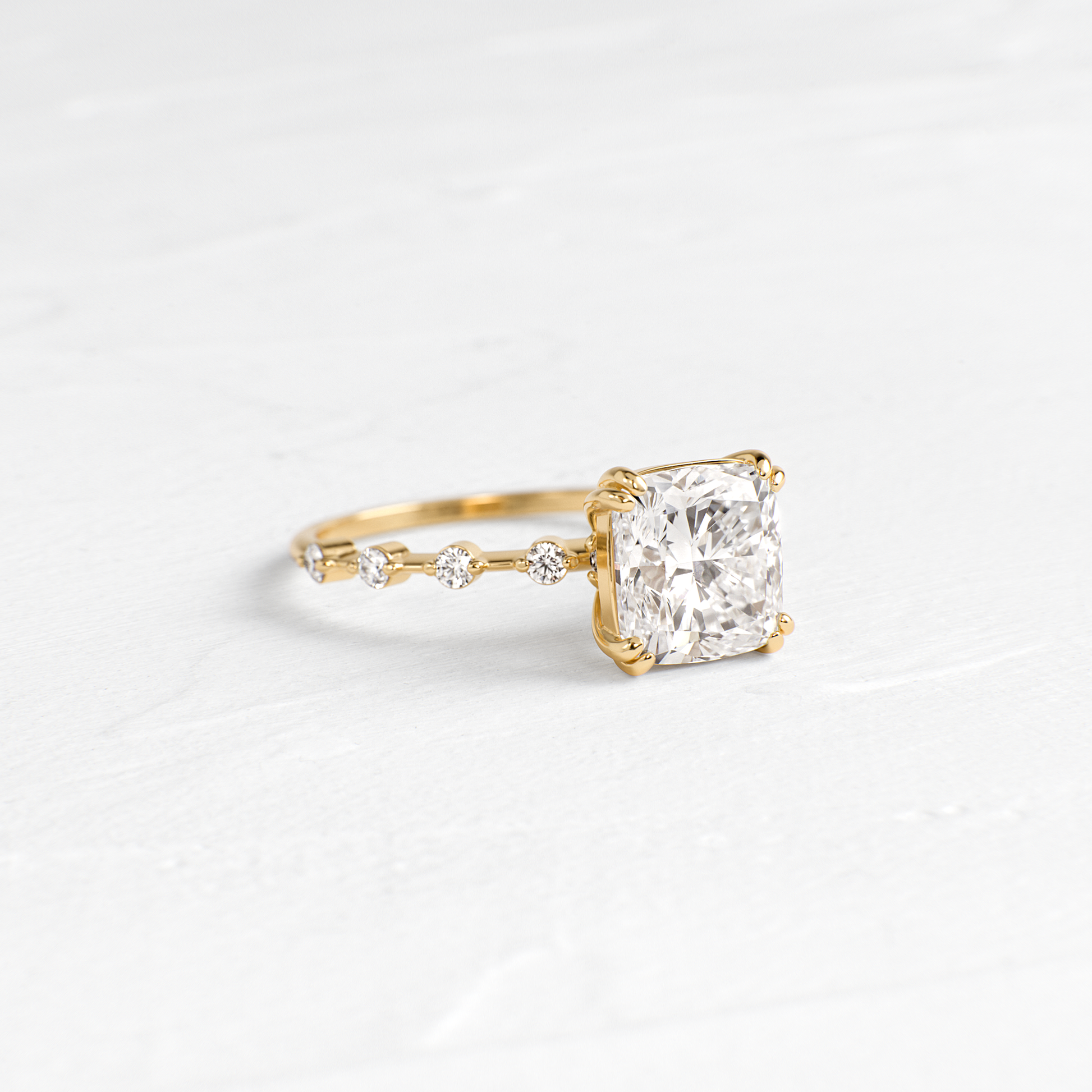 Pave-Cushion Lab Grown Diamond Engagement Ring