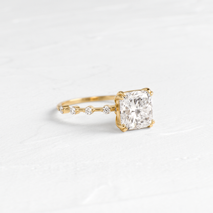Pave-Cushion Lab Grown Diamond Engagement Ring