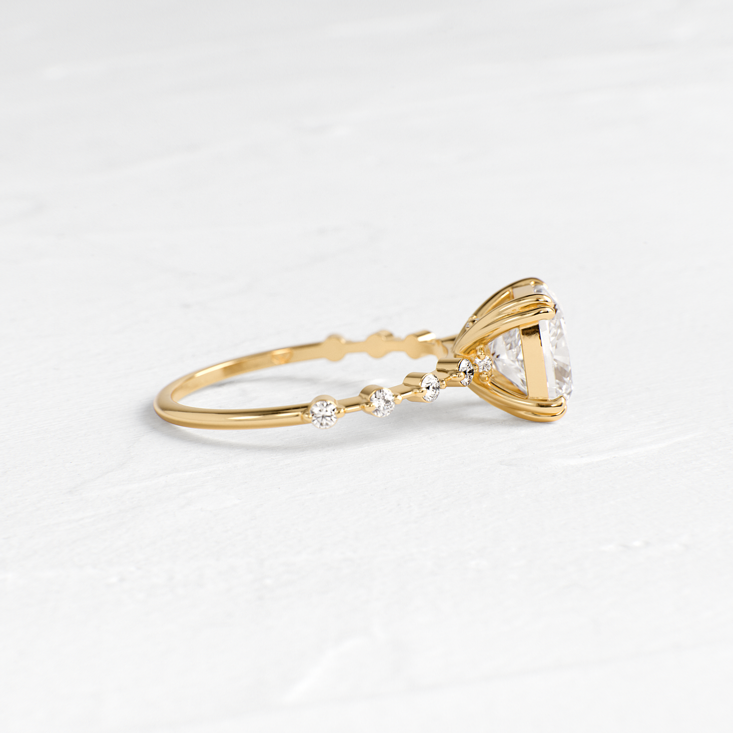 Pave-Cushion Lab Grown Diamond Engagement Ring