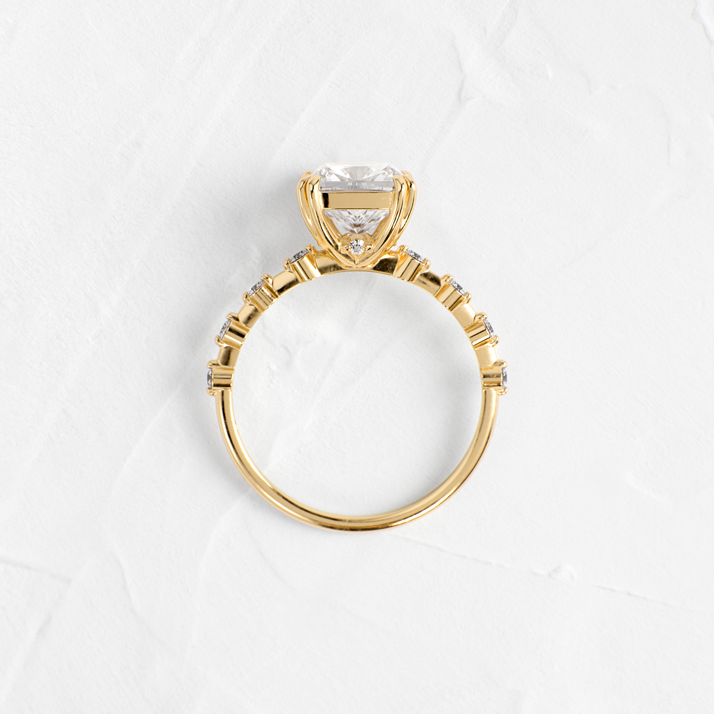 Pave-Cushion Lab Grown Diamond Engagement Ring