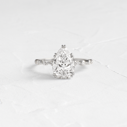 Double Prong Pave-Pear Lab Grown Diamond Engagement Ring