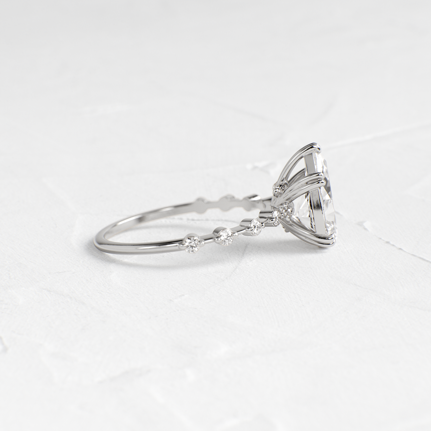 Double Prong Pave-Pear Lab Grown Diamond Engagement Ring