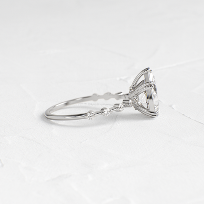 Double Prong Pave-Pear Lab Grown Diamond Engagement Ring