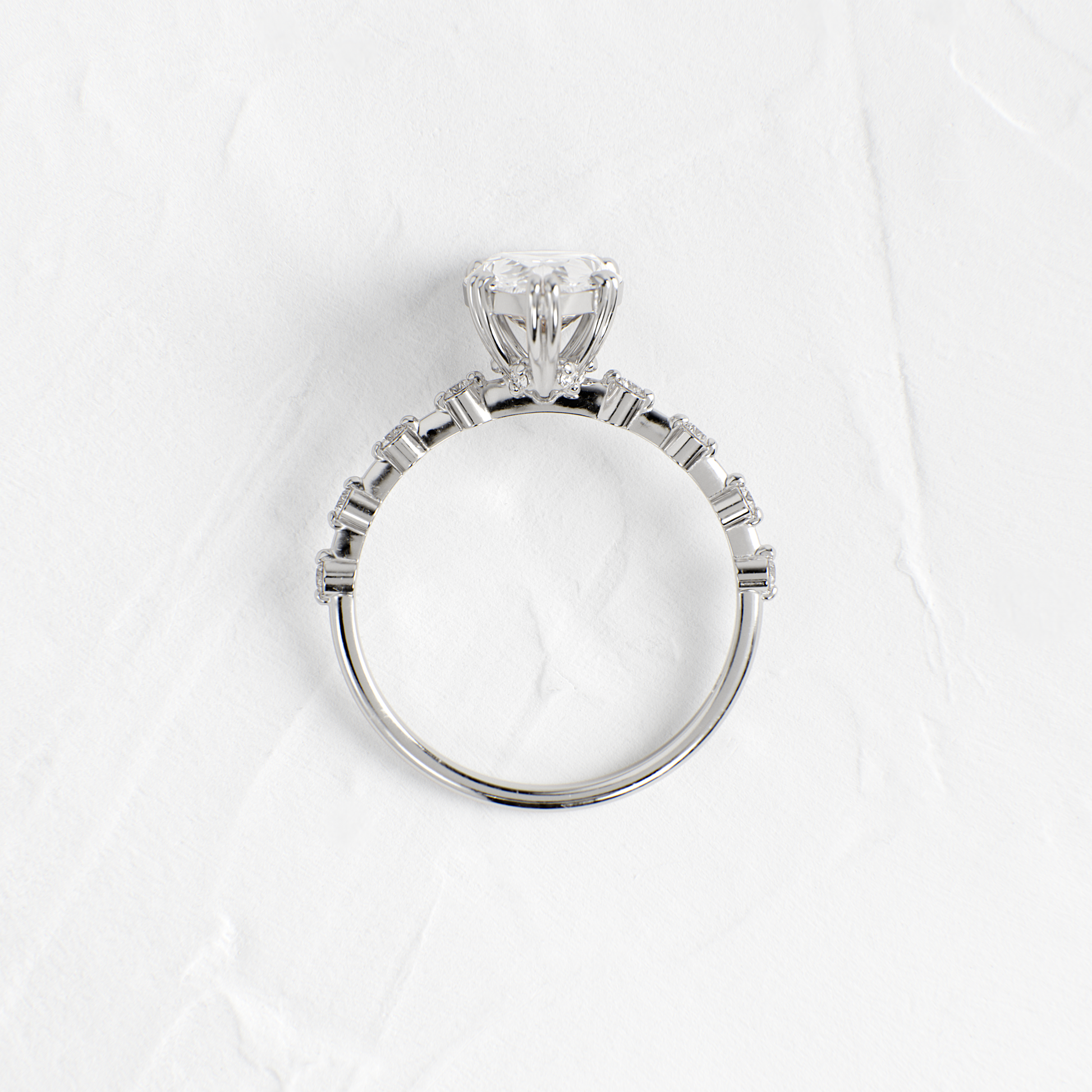 Double Prong Pave-Pear Lab Grown Diamond Engagement Ring