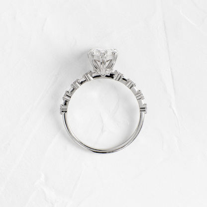 Double Prong Pave-Pear Lab Grown Diamond Engagement Ring
