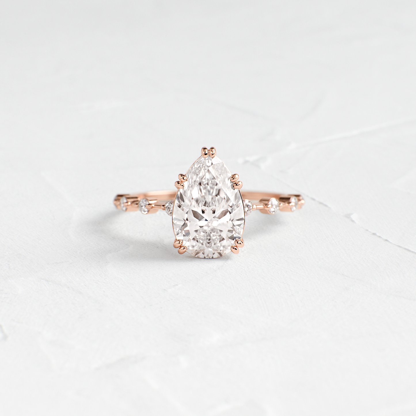 Double Prong Pave-Pear Lab Grown Diamond Engagement Ring