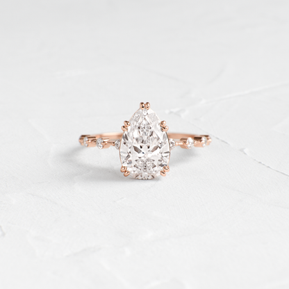 Double Prong Pave-Pear Lab Grown Diamond Engagement Ring