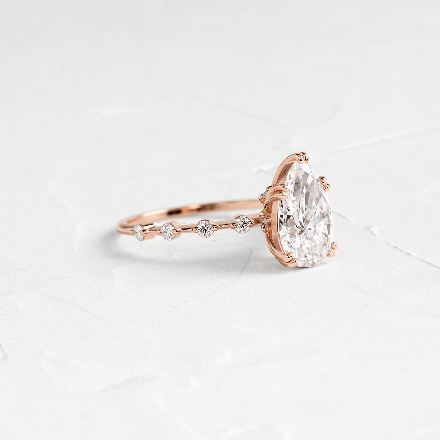 Double Prong Pave-Pear Lab Grown Diamond Engagement Ring