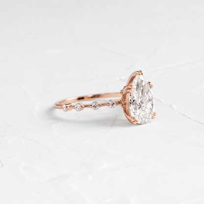 Double Prong Pave-Pear Lab Grown Diamond Engagement Ring