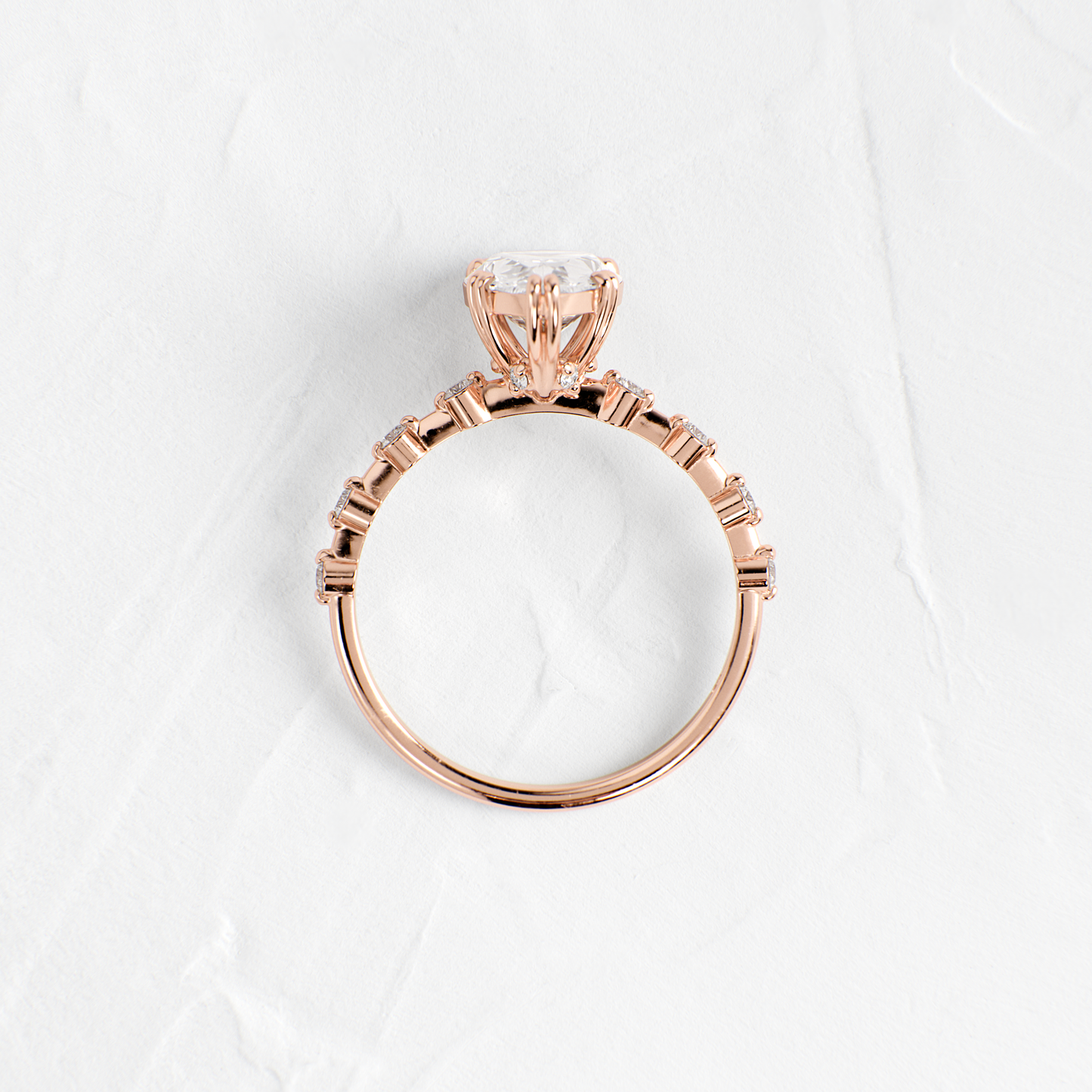 Double Prong Pave-Pear Lab Grown Diamond Engagement Ring