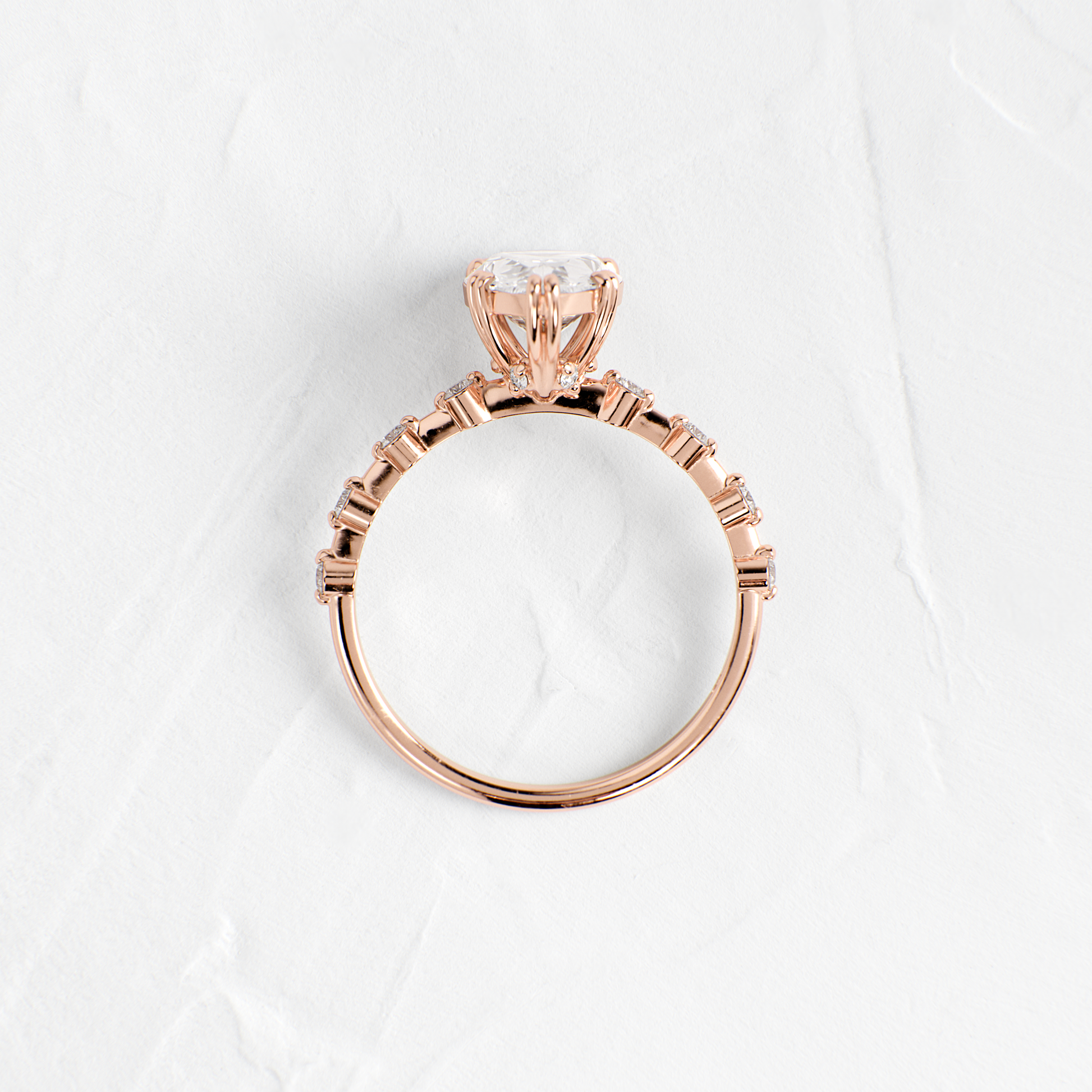 Double Prong Pave-Pear Lab Grown Diamond Engagement Ring