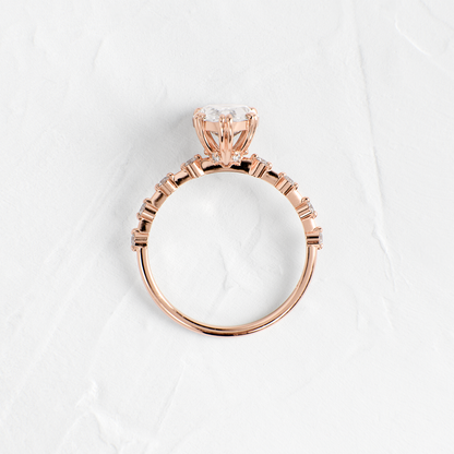 Double Prong Pave-Pear Lab Grown Diamond Engagement Ring