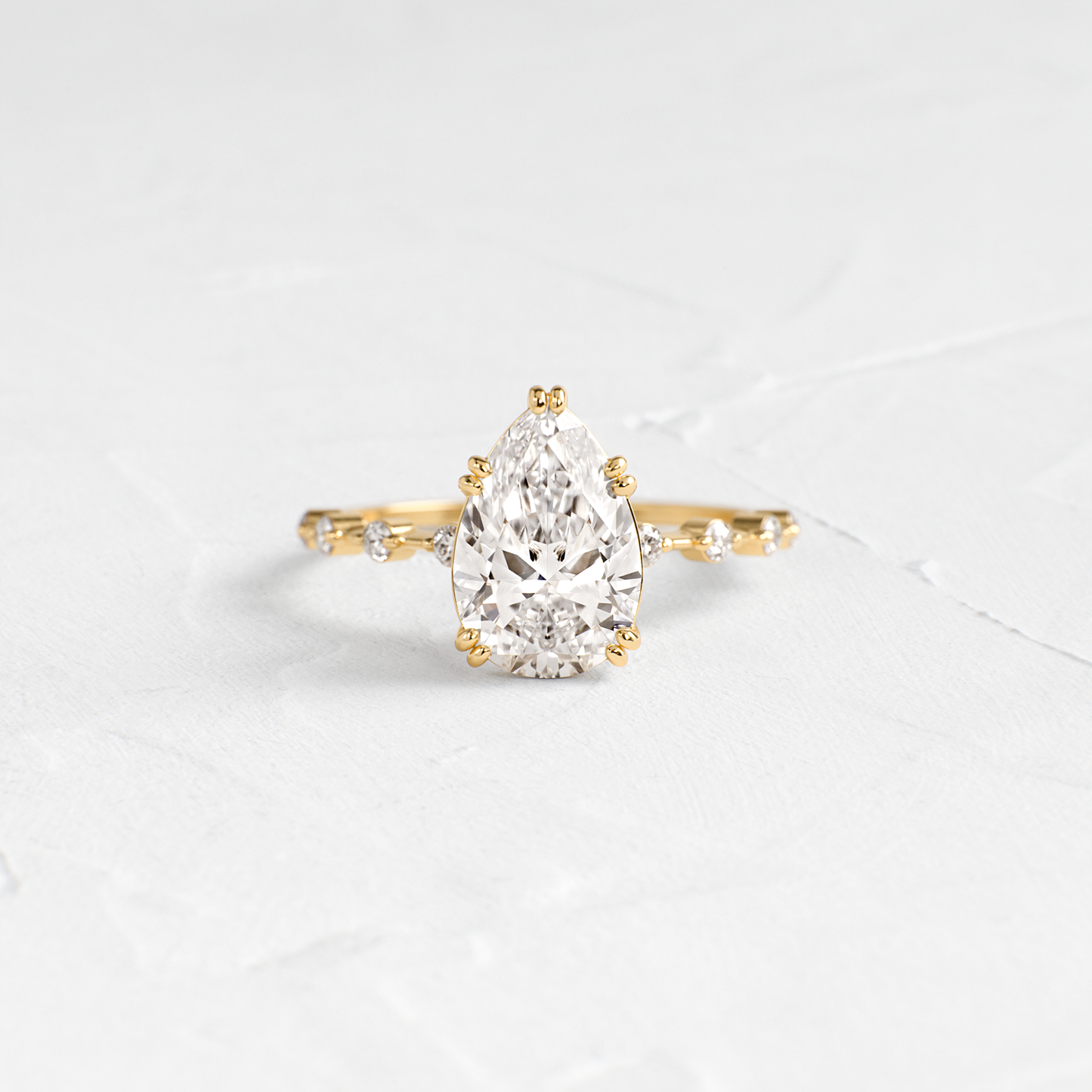 Double Prong Pave-Pear Lab Grown Diamond Engagement Ring