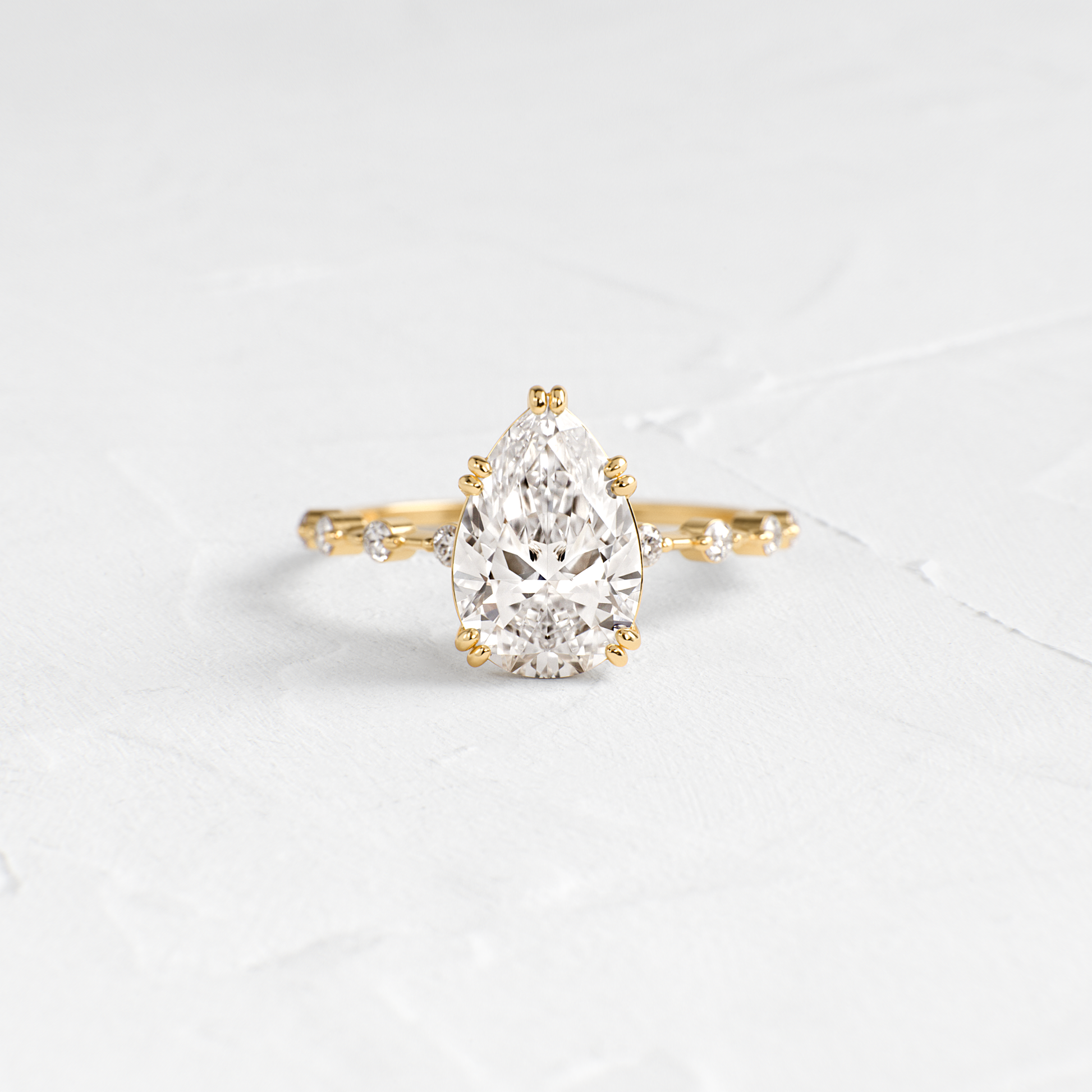 Double Prong Pave-Pear Lab Grown Diamond Engagement Ring