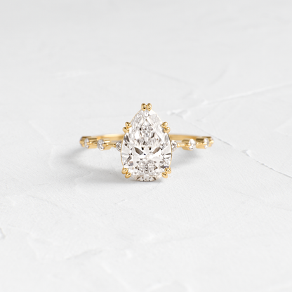 Double Prong Pave-Pear Lab Grown Diamond Engagement Ring