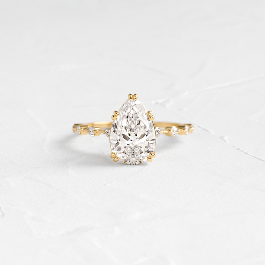 Double Prong Pave-Pear Lab Grown Diamond Engagement Ring