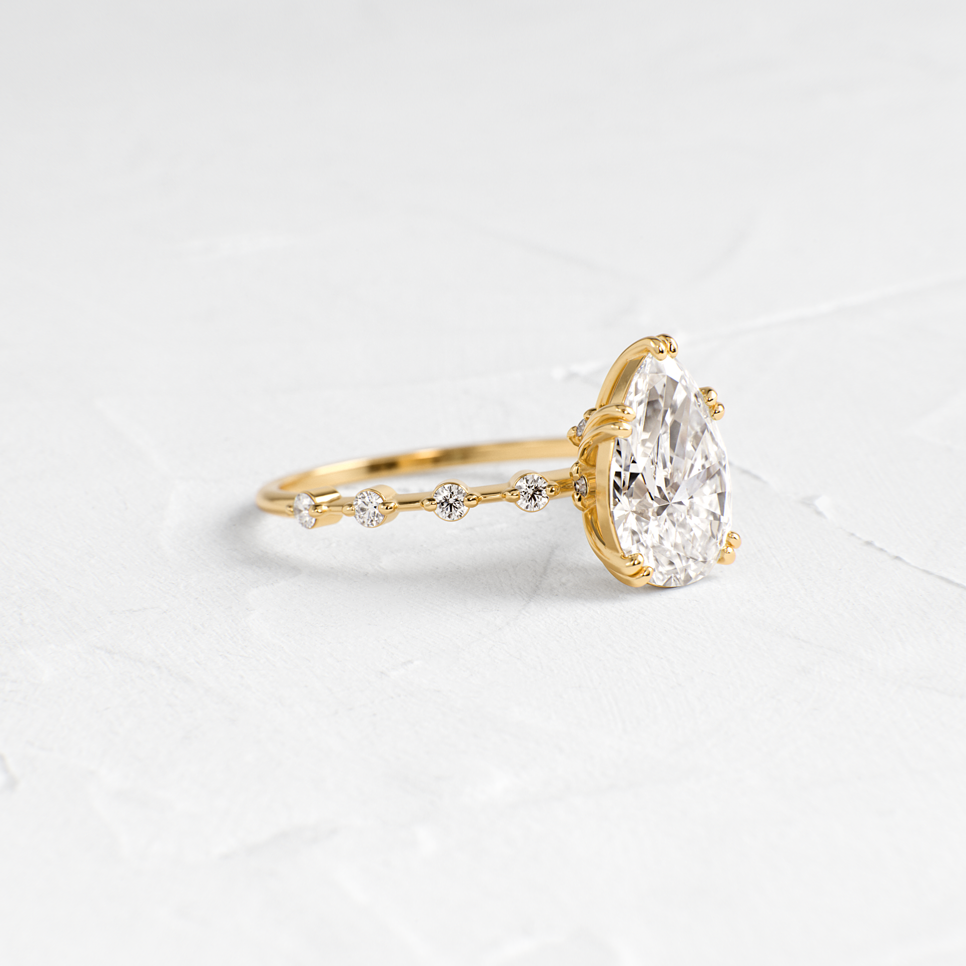 Double Prong Pave-Pear Lab Grown Diamond Engagement Ring