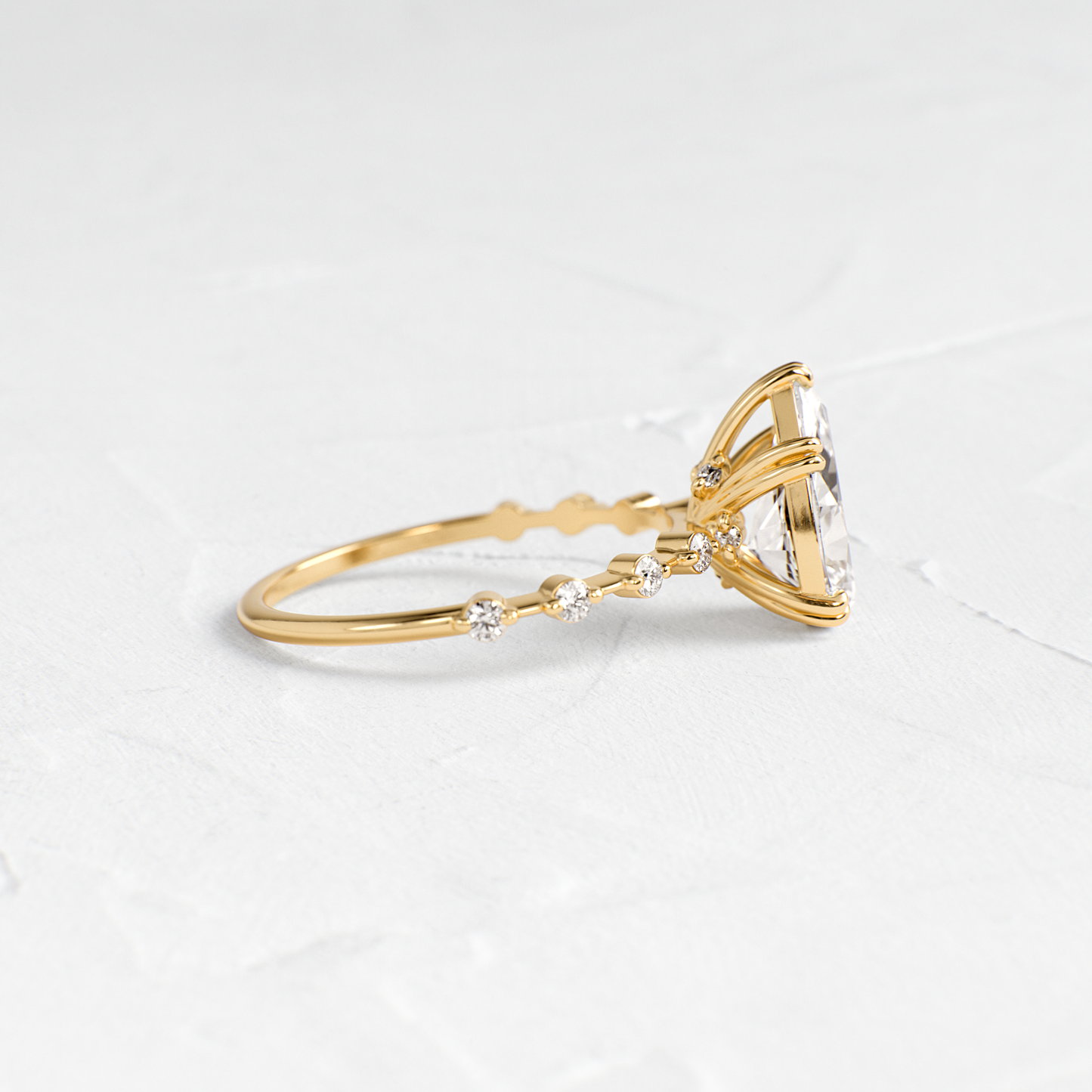 Double Prong Pave-Pear Lab Grown Diamond Engagement Ring