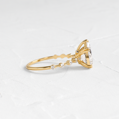 Double Prong Pave-Pear Lab Grown Diamond Engagement Ring