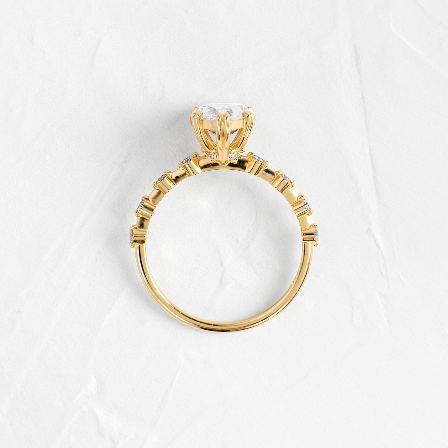 Double Prong Pave-Pear Lab Grown Diamond Engagement Ring
