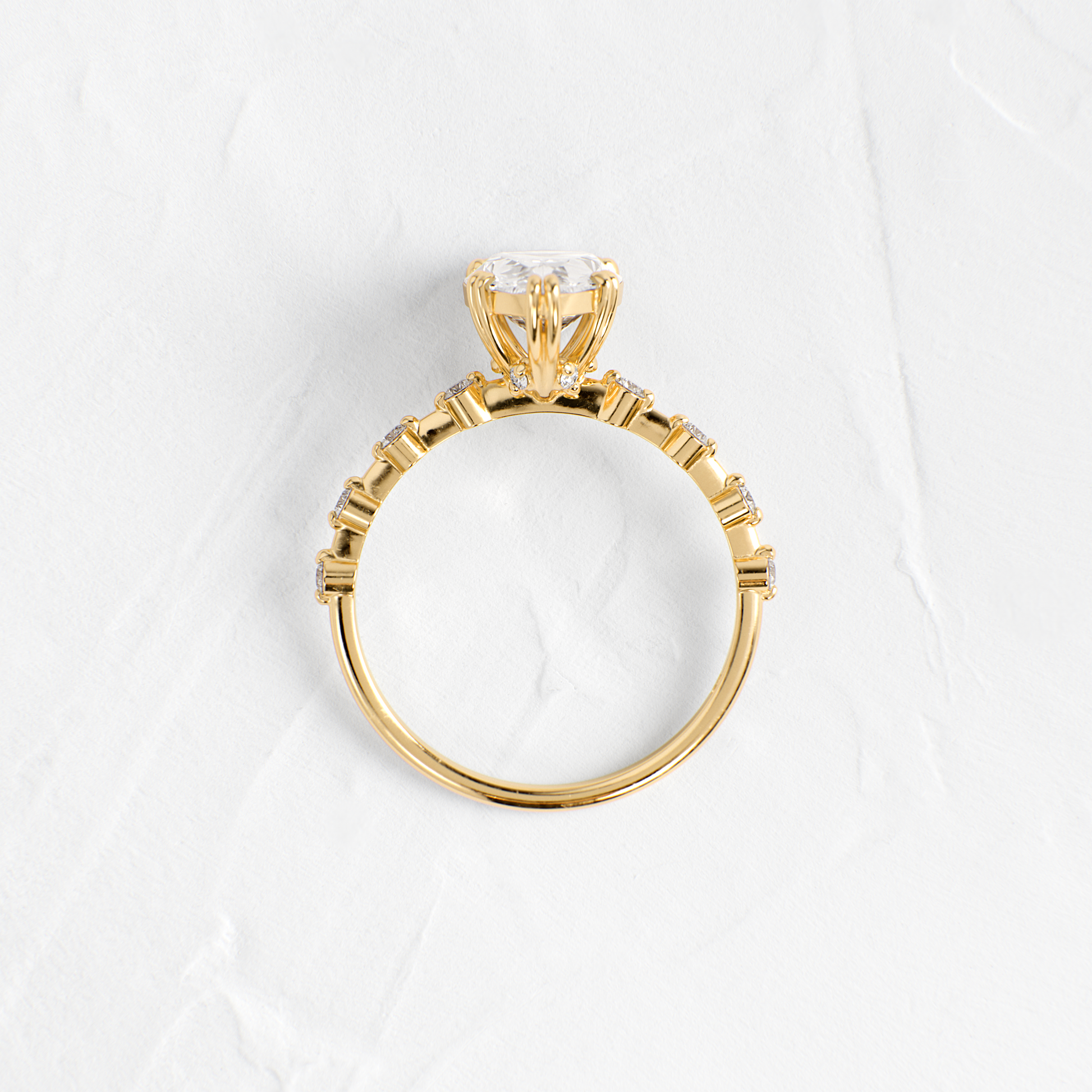 Double Prong Pave-Pear Lab Grown Diamond Engagement Ring