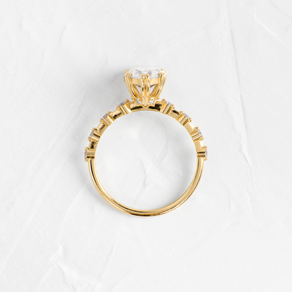 Double Prong Pave-Pear Lab Grown Diamond Engagement Ring