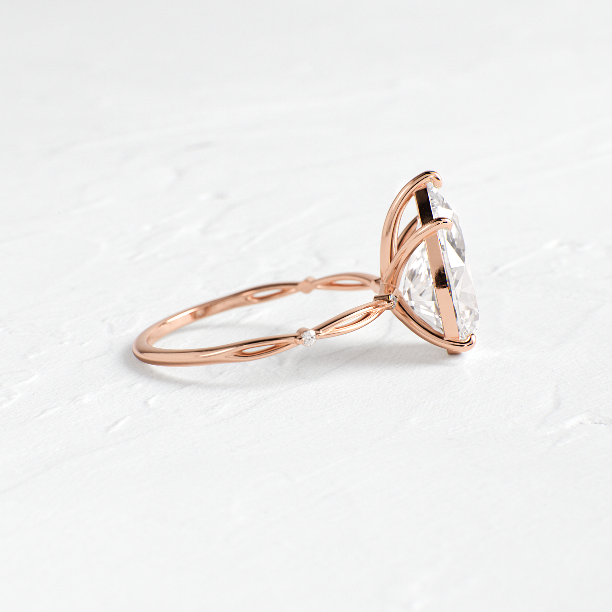 Criss Cross-Pear Lab Grown Diamond Engagement Ring