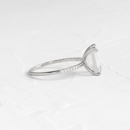 Pave-Emerald Lab Grown Diamond Engagement Ring