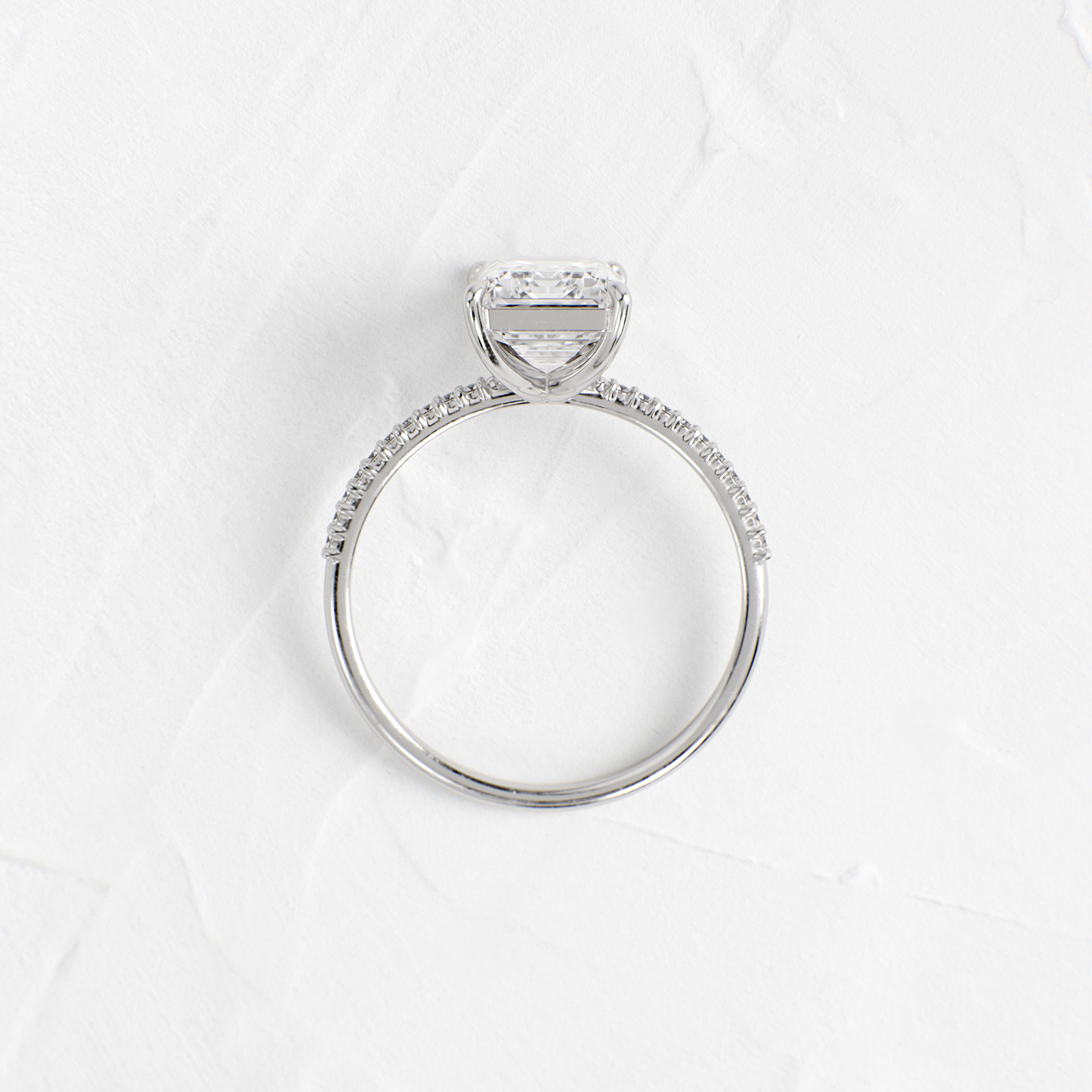 Pave-Emerald Lab Grown Diamond Engagement Ring