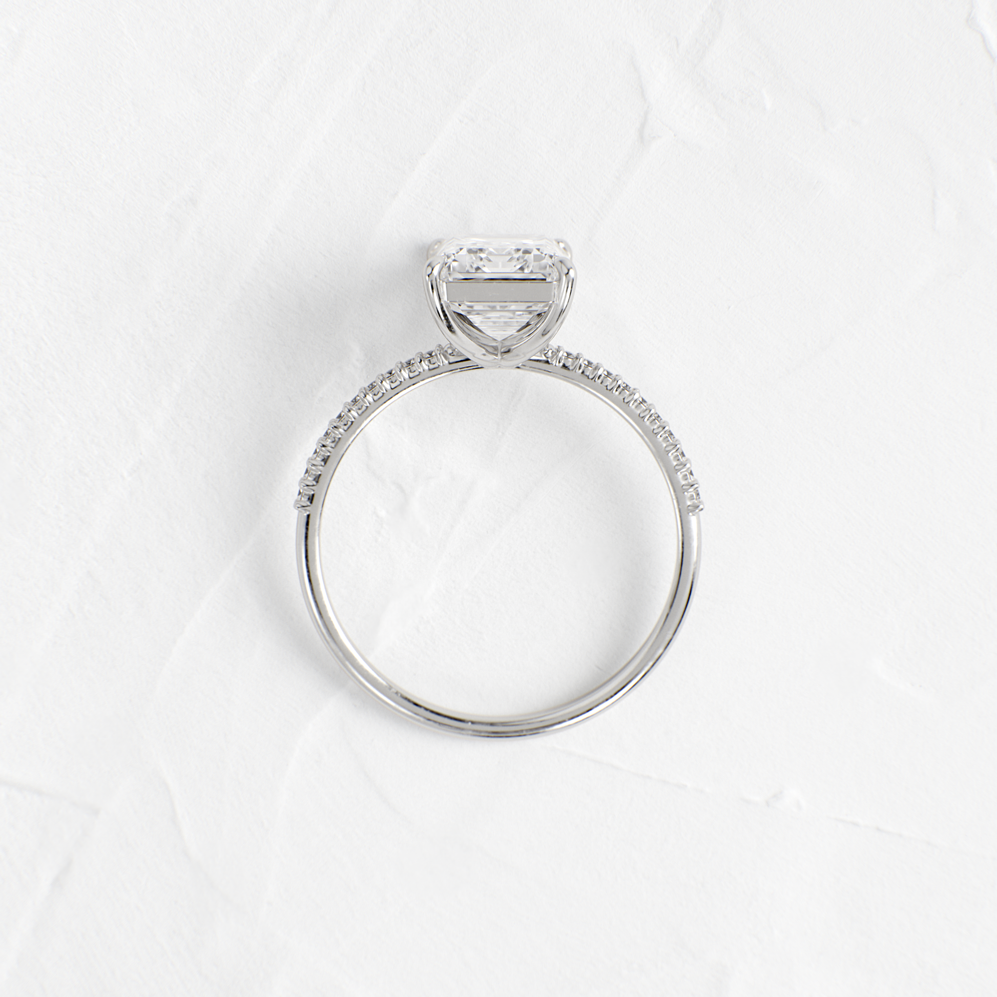 Pave-Emerald Lab Grown Diamond Engagement Ring
