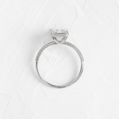 Pave-Emerald Lab Grown Diamond Engagement Ring