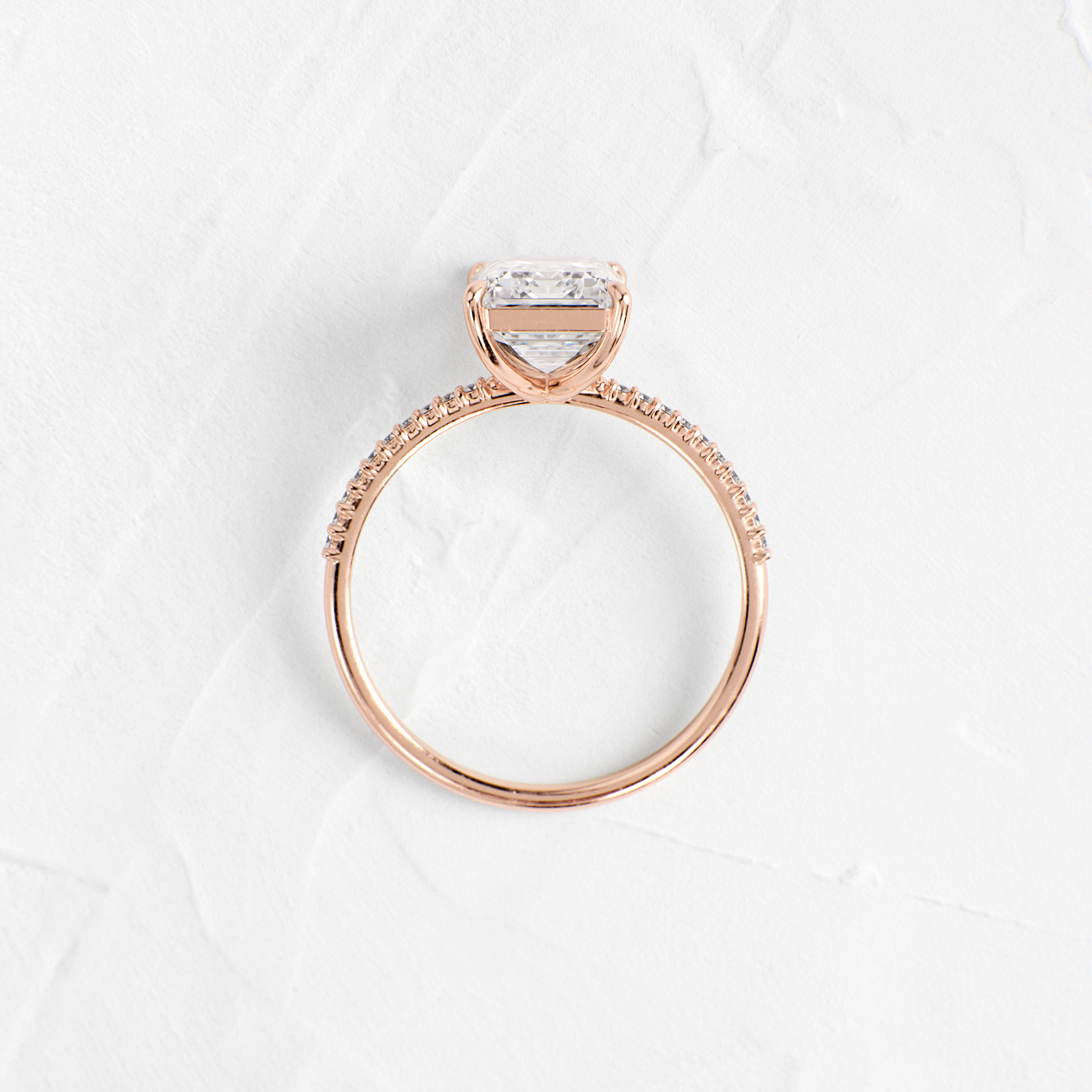 Pave-Emerald Lab Grown Diamond Engagement Ring