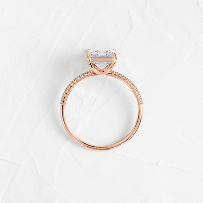 Pave-Emerald Lab Grown Diamond Engagement Ring