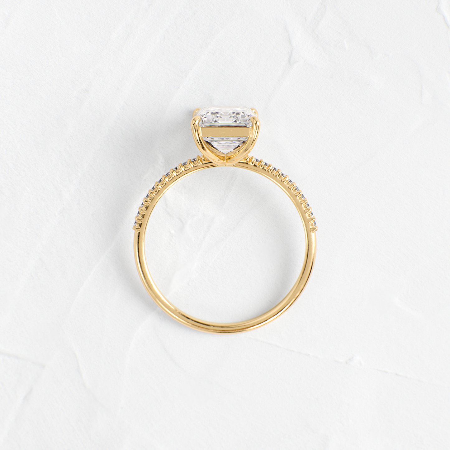 Pave-Emerald Lab Grown Diamond Engagement Ring