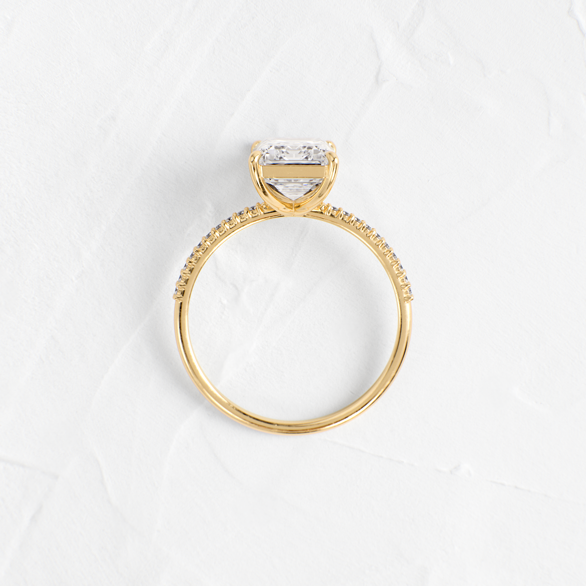 Pave-Emerald Lab Grown Diamond Engagement Ring