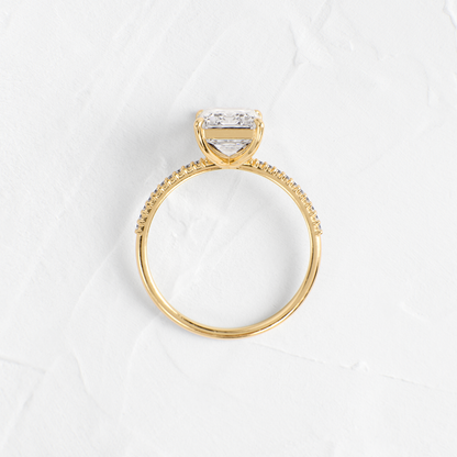Pave-Emerald Lab Grown Diamond Engagement Ring