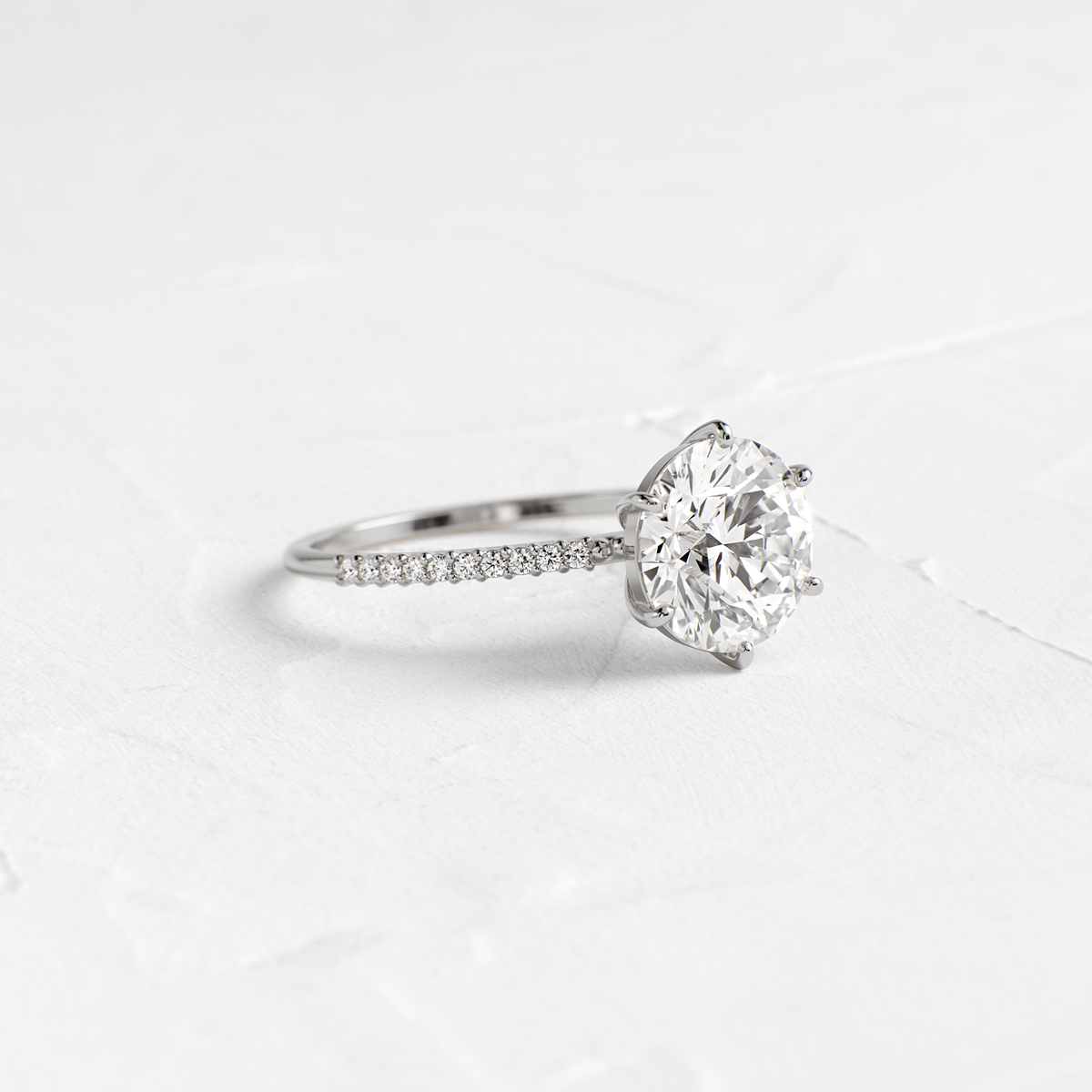 Pave-Round Lab Grown Diamond Engagement Ring