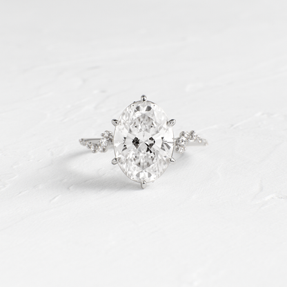 Cluster-Oval Lab Grown Diamond Engagement Ring