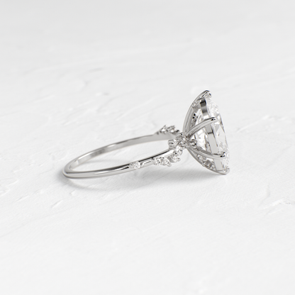 Cluster-Oval Lab Grown Diamond Engagement Ring