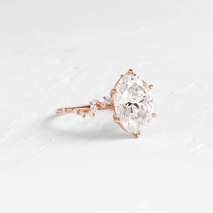 Cluster-Oval Lab Grown Diamond Engagement Ring