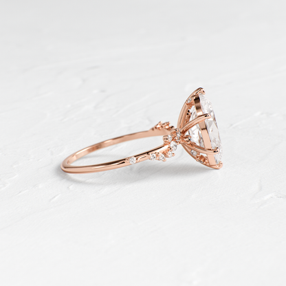 Cluster-Oval Lab Grown Diamond Engagement Ring