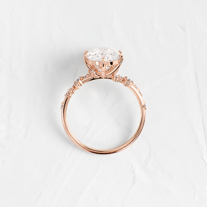 Cluster-Oval Lab Grown Diamond Engagement Ring