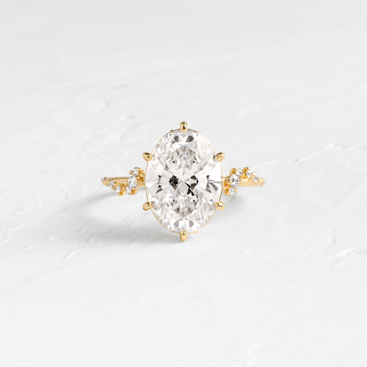 Cluster-Oval Lab Grown Diamond Engagement Ring