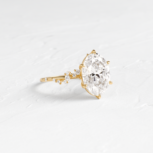 Cluster-Oval Lab Grown Diamond Engagement Ring